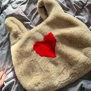 Authentic Alex Max Plush Beige Bag with Red Accent